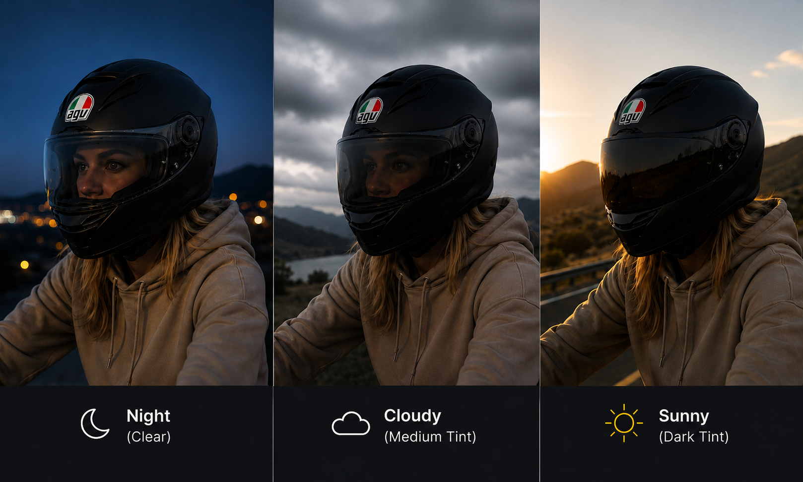 Photochromic Visor for AGV K3 (XS-L) – Midnightmoto