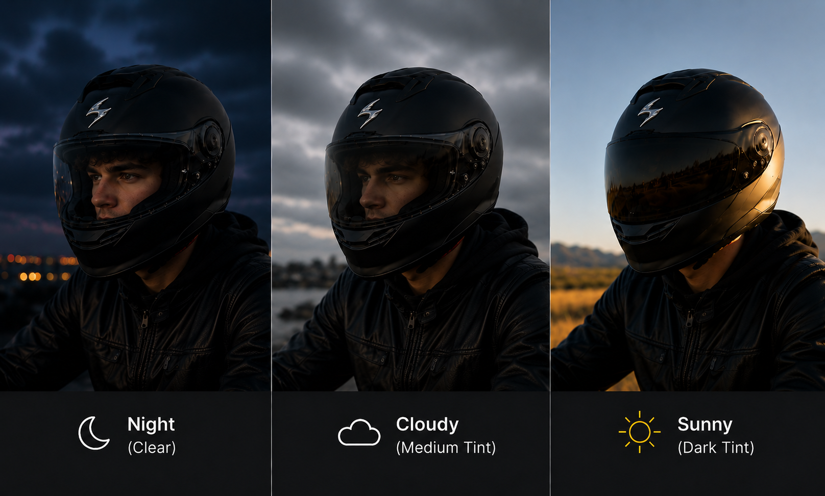 Photochromic visor for Scorpion EXO-R1 Air / ST1400 / T520 motorcycle helmet