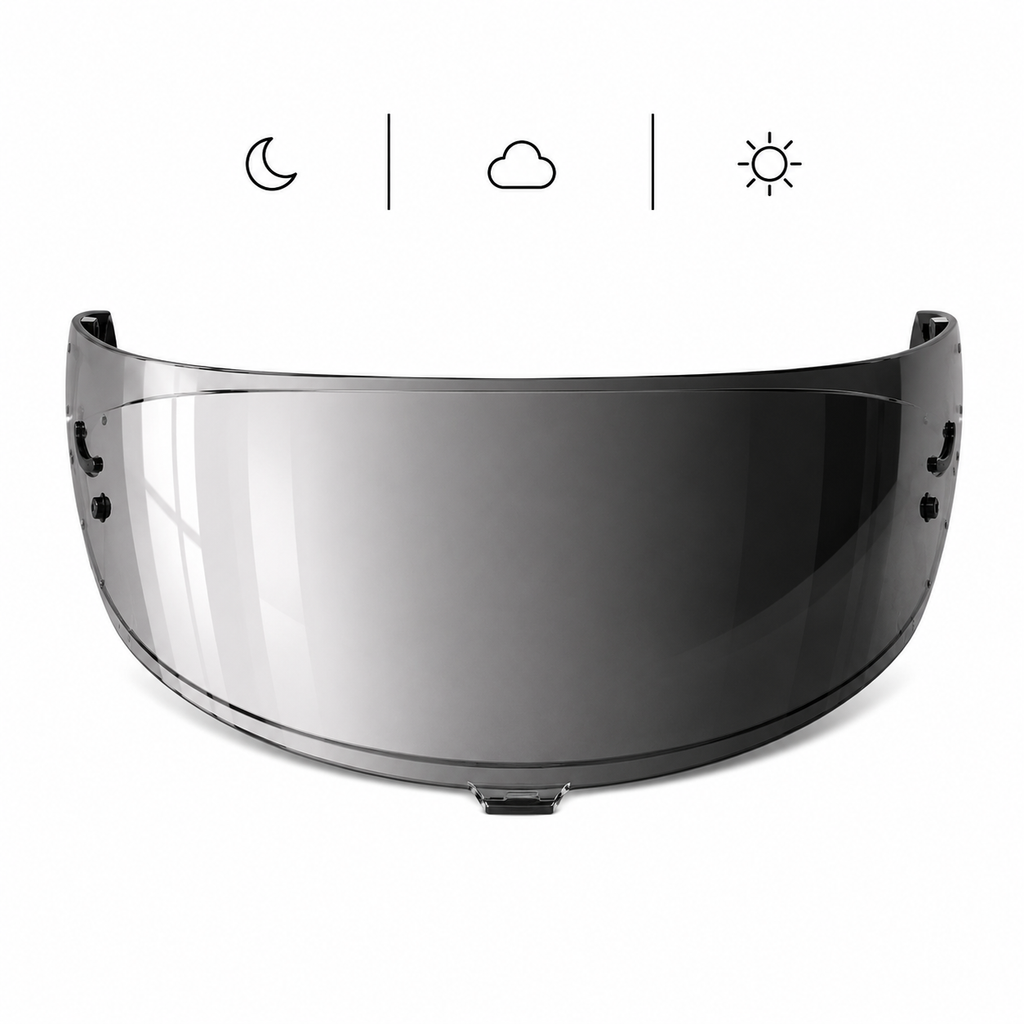 Photochromic visor for Shoei RF-1400 / X-15 motorcycle helmet